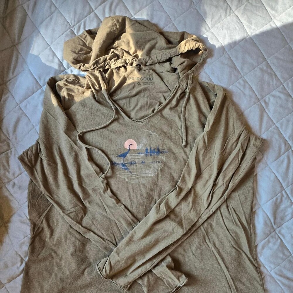 Life is Good Women's Green and Khaki Shirt